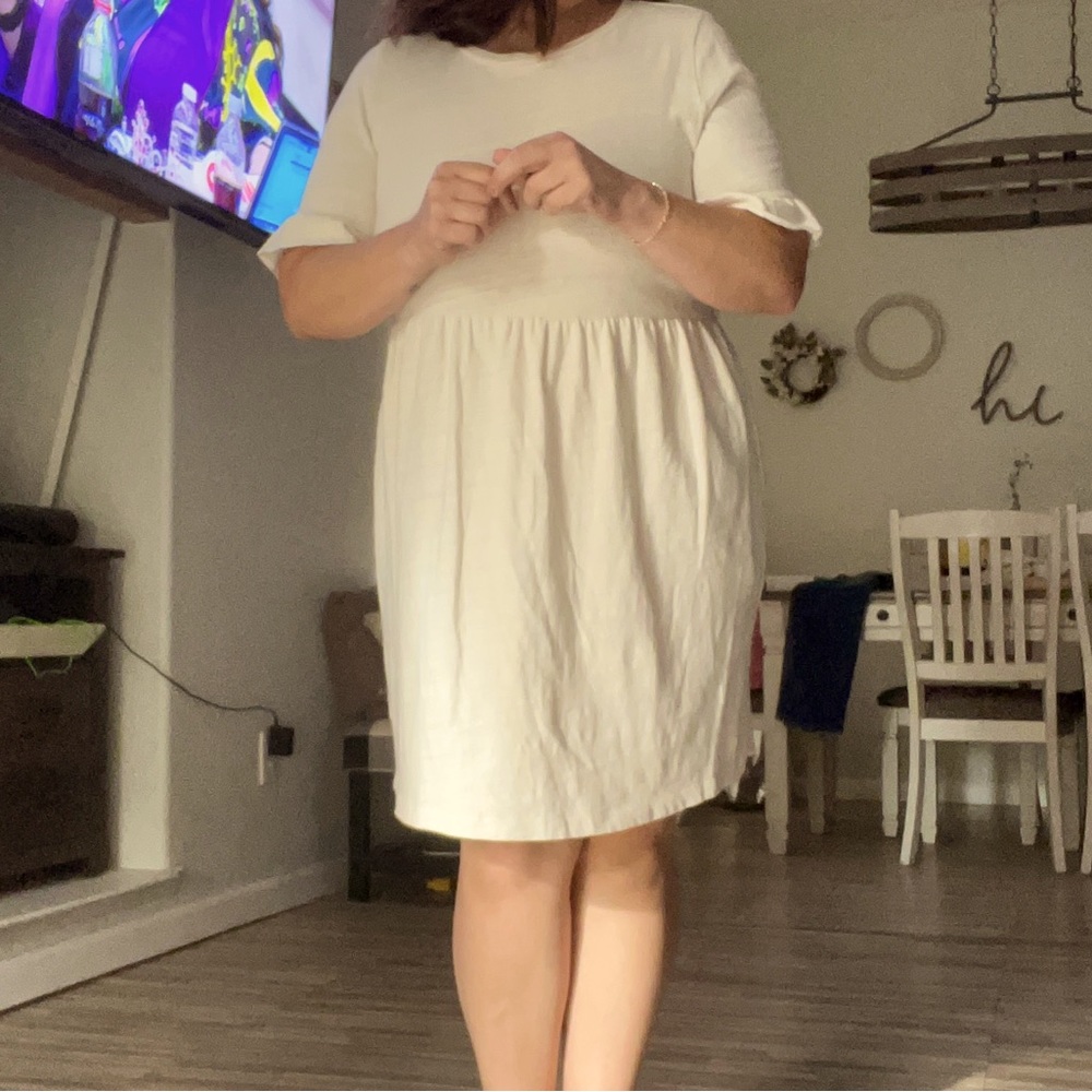 Loft LOFT warm white tshirt knit dress